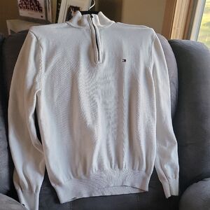 Tommy Hilfiger Men's Cream Zip-Up Sweater